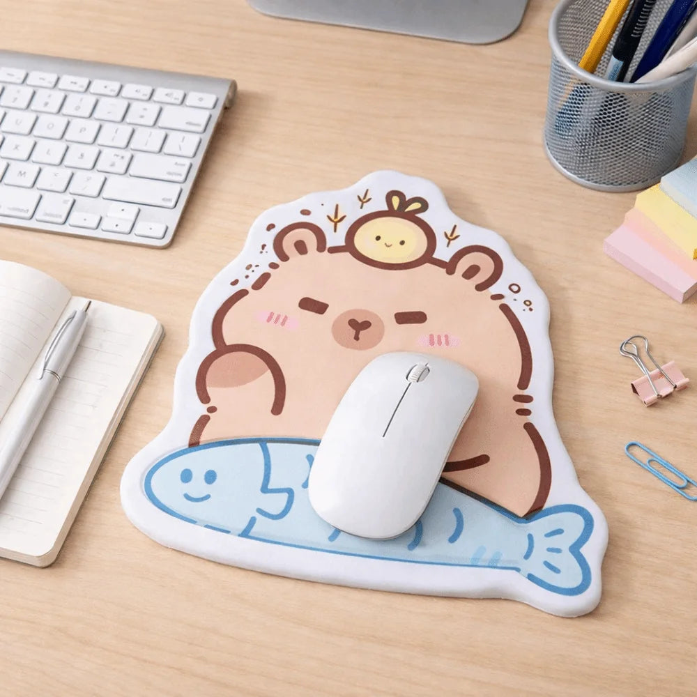 Creative Cartoon Mouse Pad Capybara Printed Comfortable Mouse Wrist Support Pad with Wrist Guard Comfort