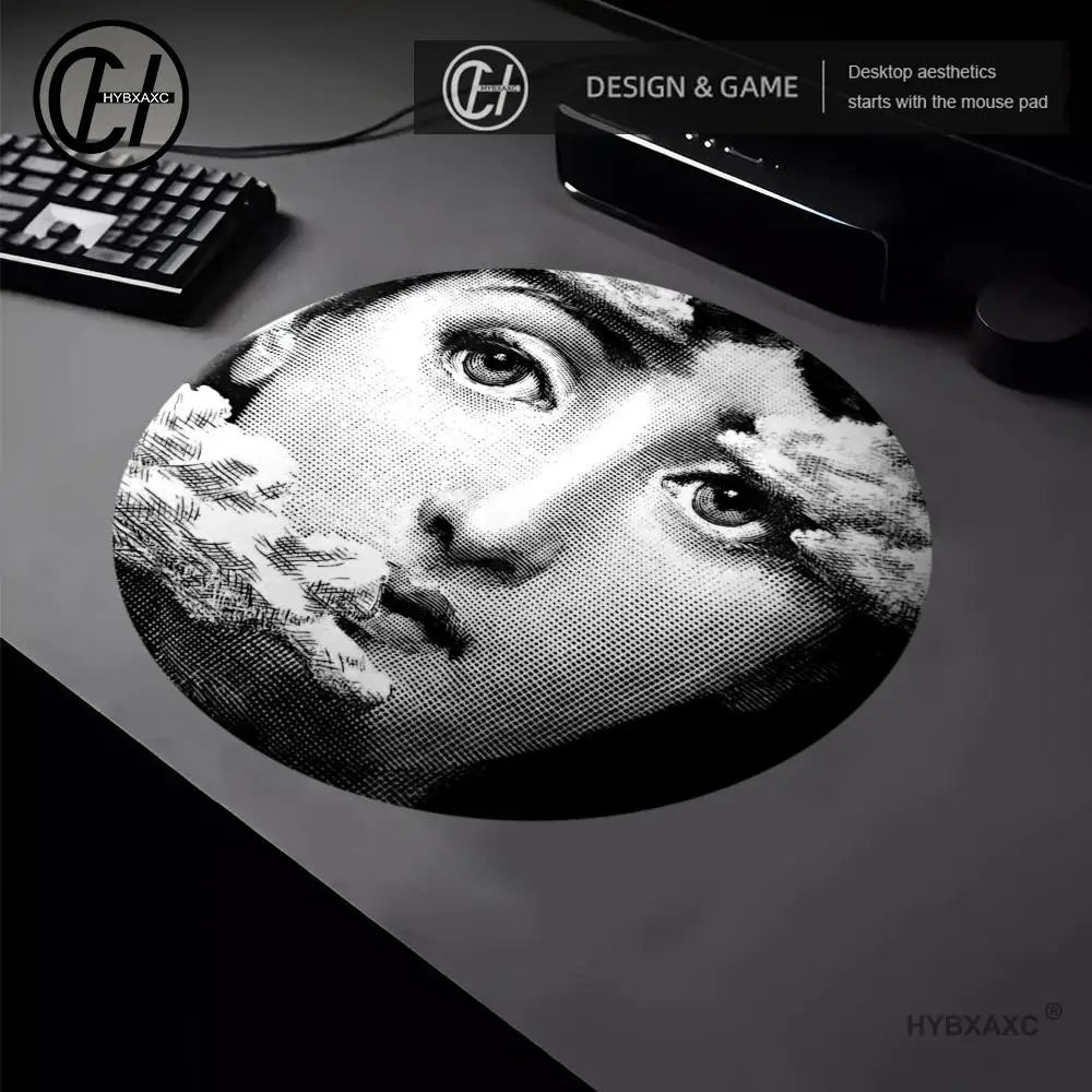 Face Art Fornasettie Circular Mouse Pad game e-sports universal desktop laptop simple office rubber small non-slip pad