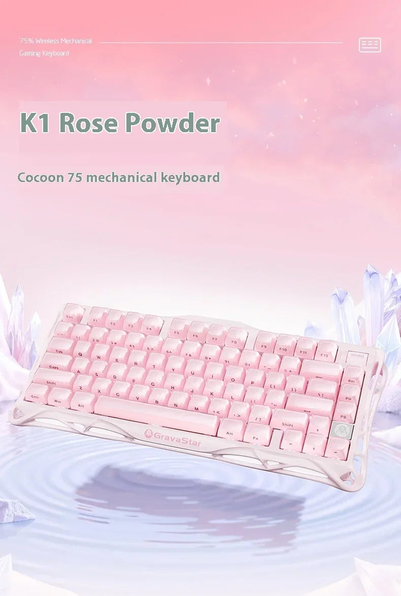 Grava Star Mercury K1 Wireless Gaming Mechanical Keyboard 79Keys Bluetooth 2.4G Wired RGB Hotswap Gamer Non-contact Keyboard