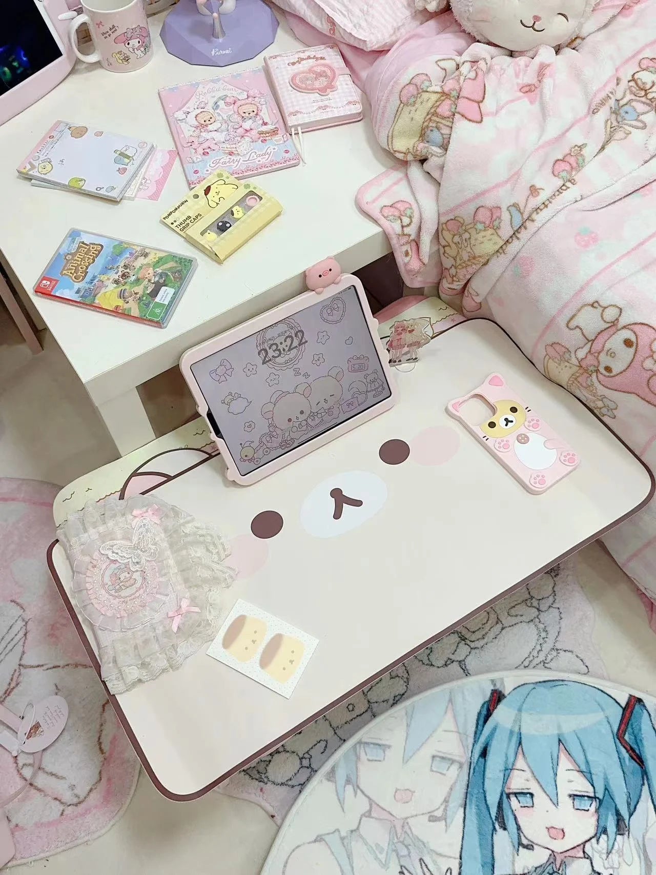 Kawaii Cute Ins Style Mouse Pad Original Cat Oversized Leather Waterproof Desk Pad Office Study Dormitory Computer Keyboard Pad