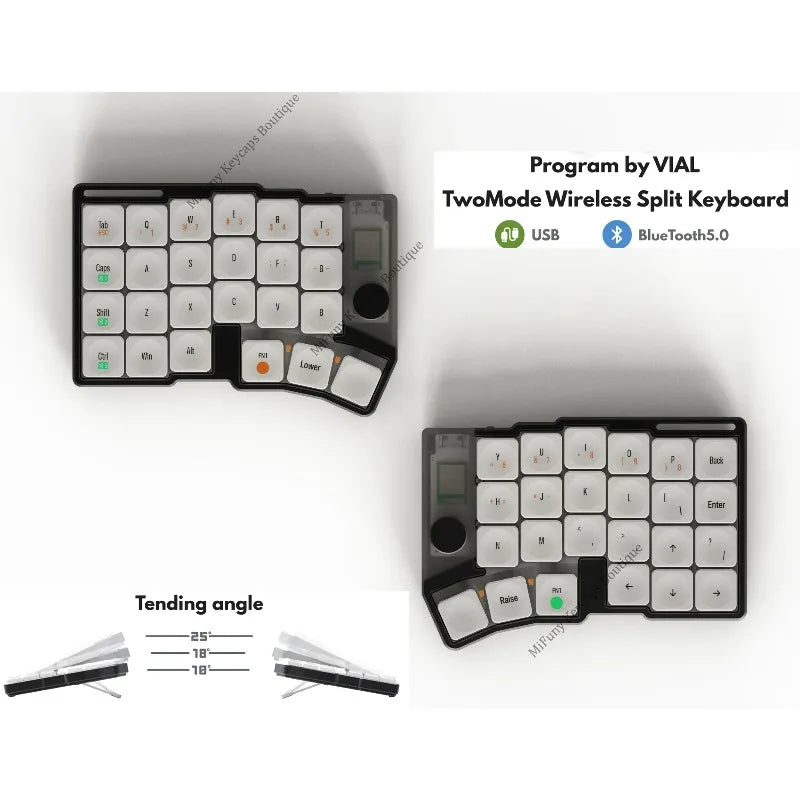 Cornix Split Keyboard with Tenting Leg Low Profile Hot Swap Wired Bluetooth CNC Corne Split Keyboard Kit Kailh Choc VIAL PreSale