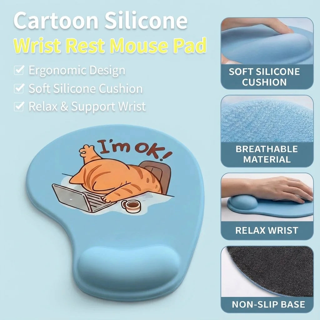 Cartoon Animal Mouse Pad Dirty Resistant  Non-Slip Base Ergonomic Wrist Pad Comfortable Mouse Pad for Typist,Office,Gaming Use