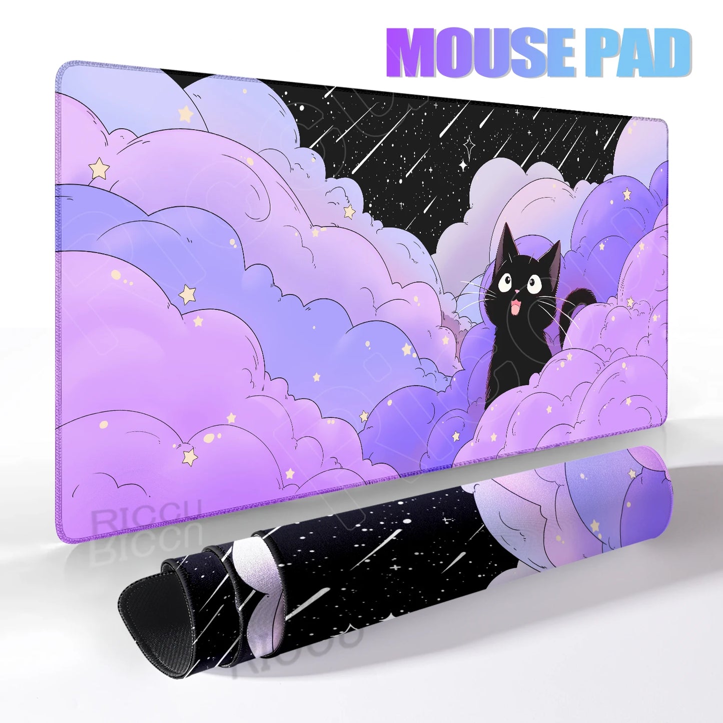 Cat Mouse Pad Office Pastel Clouds Desk Mat Large E-Sports Keyboard Pad Non-Slip Natural Rubber Mouse Mat PC Gaming Pads