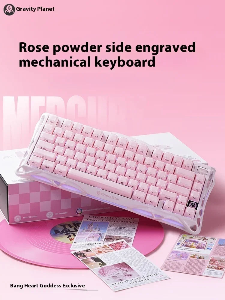 Grava Star Mercury K1 Wireless Gaming Mechanical Keyboard 79Keys Bluetooth 2.4G Wired RGB Hotswap Gamer Non-contact Keyboard