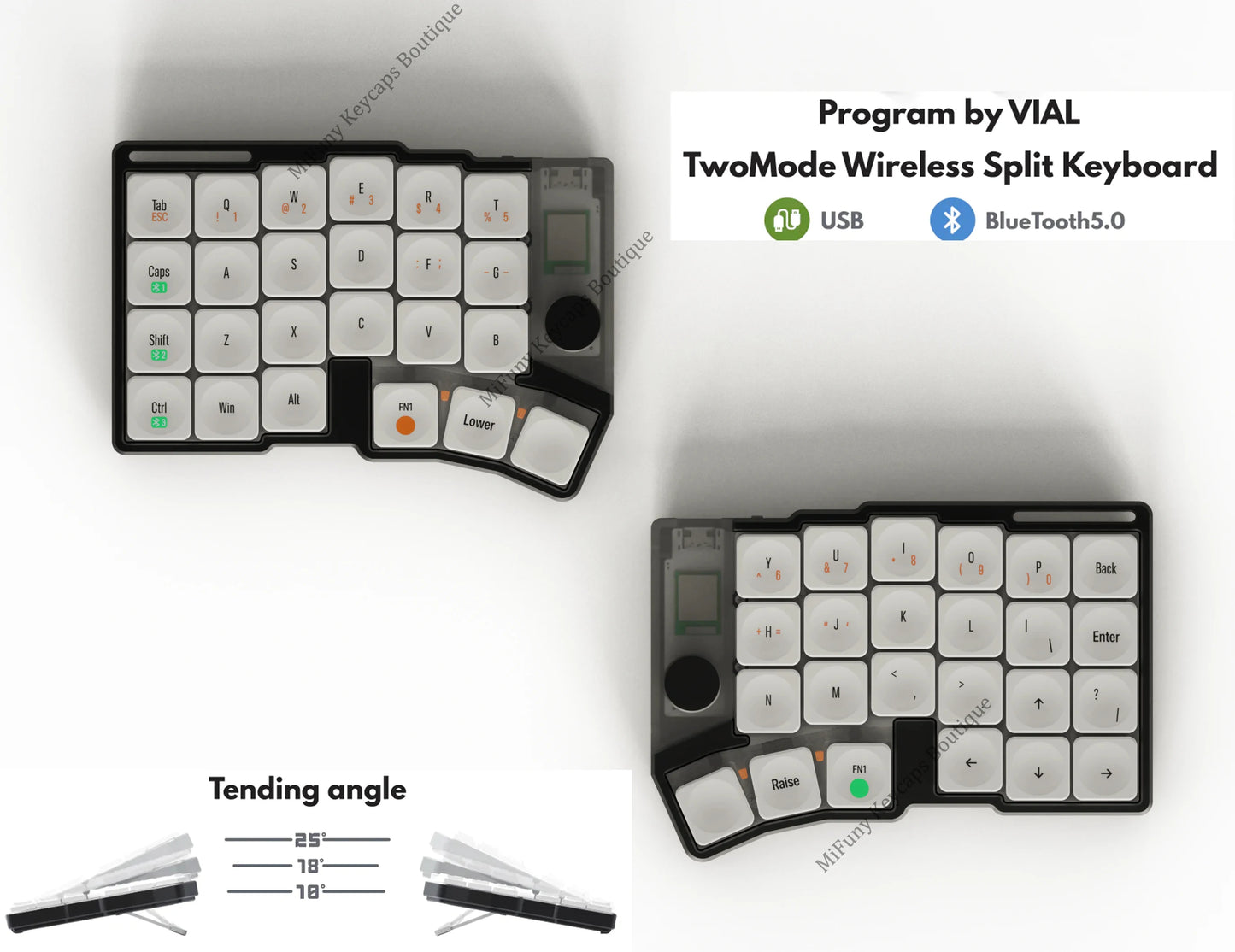 Cornix Split Keyboard with Tenting Leg Low Profile Hot Swap Wired Bluetooth CNC Corne Split Keyboard Kit Kailh Choc VIAL PreSale