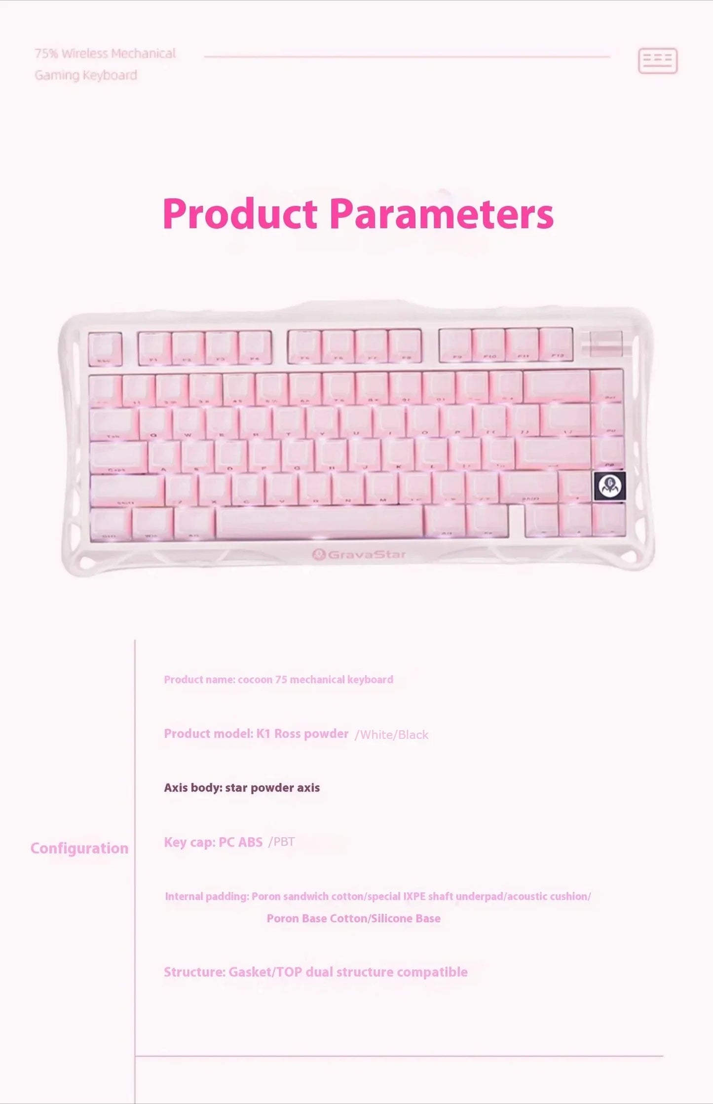 Grava Star Mercury K1 Wireless Gaming Mechanical Keyboard 79Keys Bluetooth 2.4G Wired RGB Hotswap Gamer Non-contact Keyboard