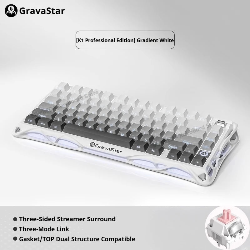 Grava Star Mercury K1 Wireless Gaming Mechanical Keyboard 79Keys Bluetooth 2.4G Wired RGB Hotswap Gamer Non-contact Keyboard
