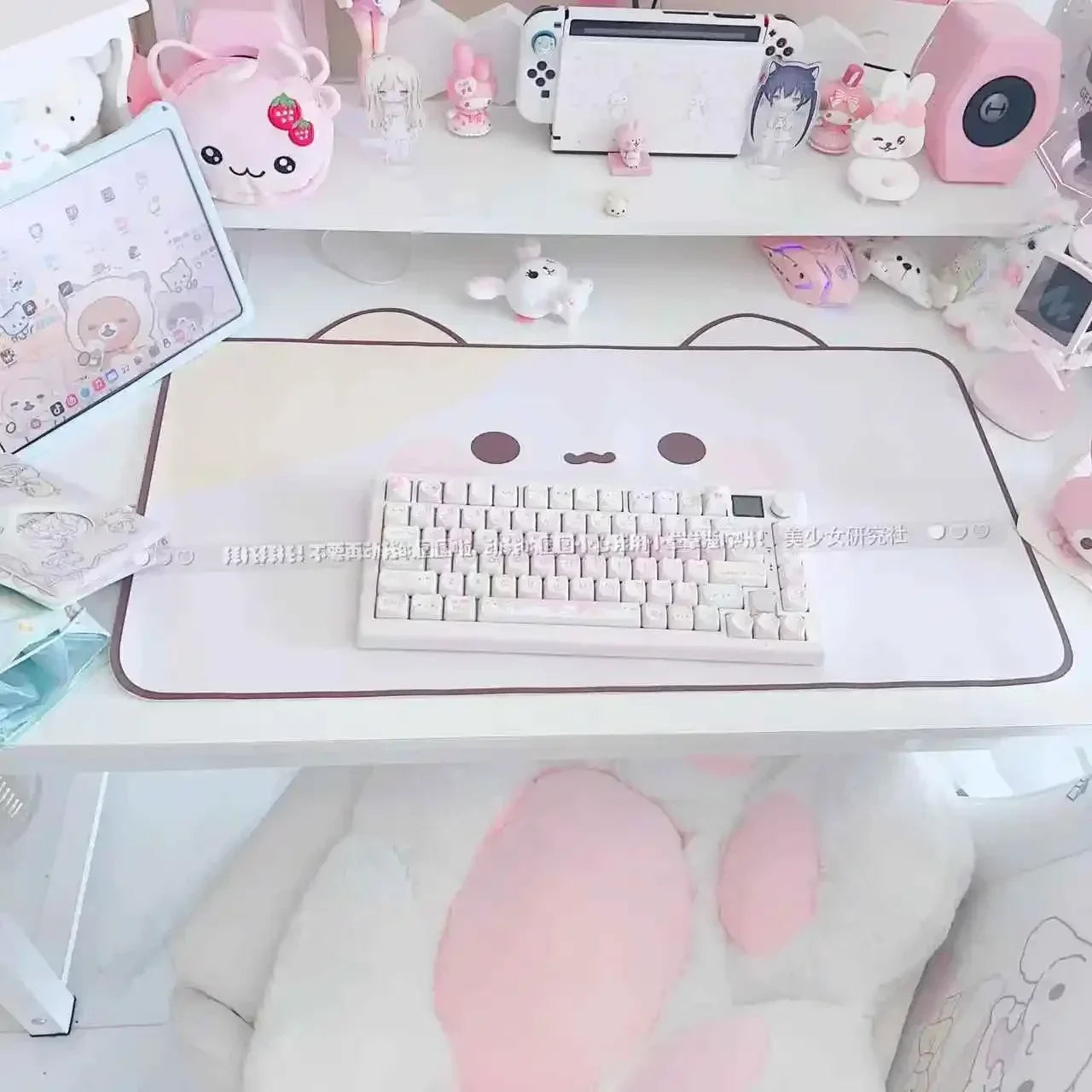 Kawaii Cute Ins Style Mouse Pad Original Cat Oversized Leather Waterproof Desk Pad Office Study Dormitory Computer Keyboard Pad