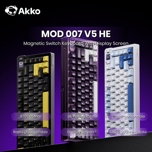 Akko MOD007 V5 HE Magnetic Keyboard with Display Screen 75% Rapid Trigger 0.005mm 8K RGB Gaming Mechanical Keyboard Aluminum CNC
