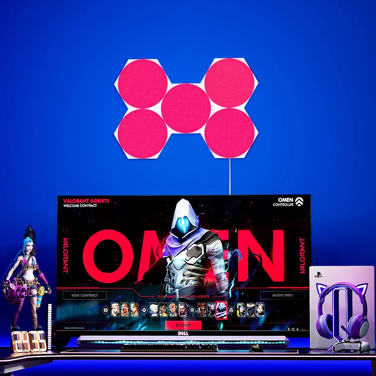 Ultra Thin Hexagon Quantum Lights RGB DIY Bluetooth WiFi Wall Night Light for Gaming Room Bigger Size U-Shaped Color Changing