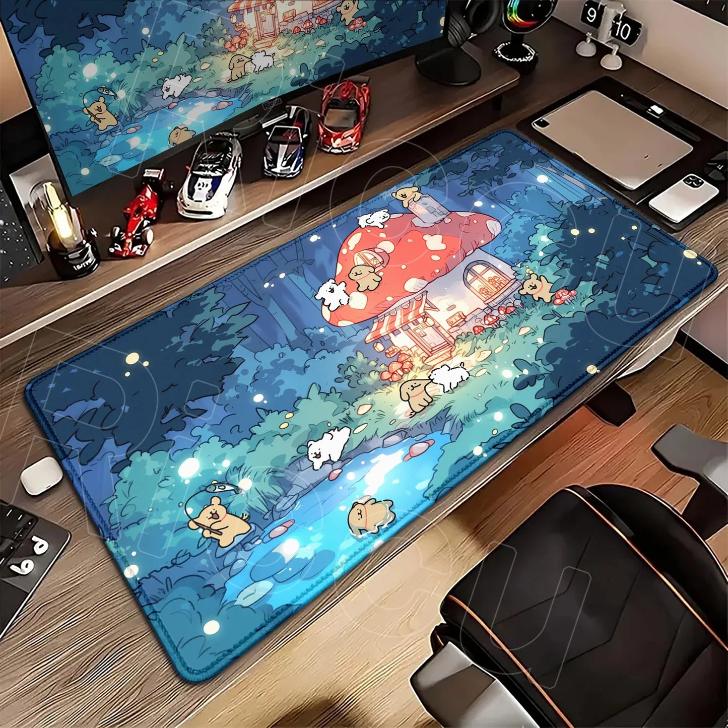 Kawaii Line Puppy Mouse Pad 90x40cm Laptop Decoration Protect Desk Mat XXL Cute Cartoon Maltese Office Non-slip Keyboard Carpets