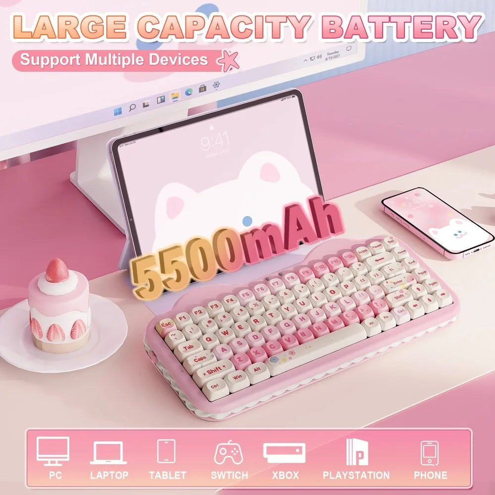 YUNZII C75 Mechanical Keyboard Tri-Mode Wireless RGB Gamer Keyboard Gasket Cute Design Hot Swap Ergonomics Gaming Accessories