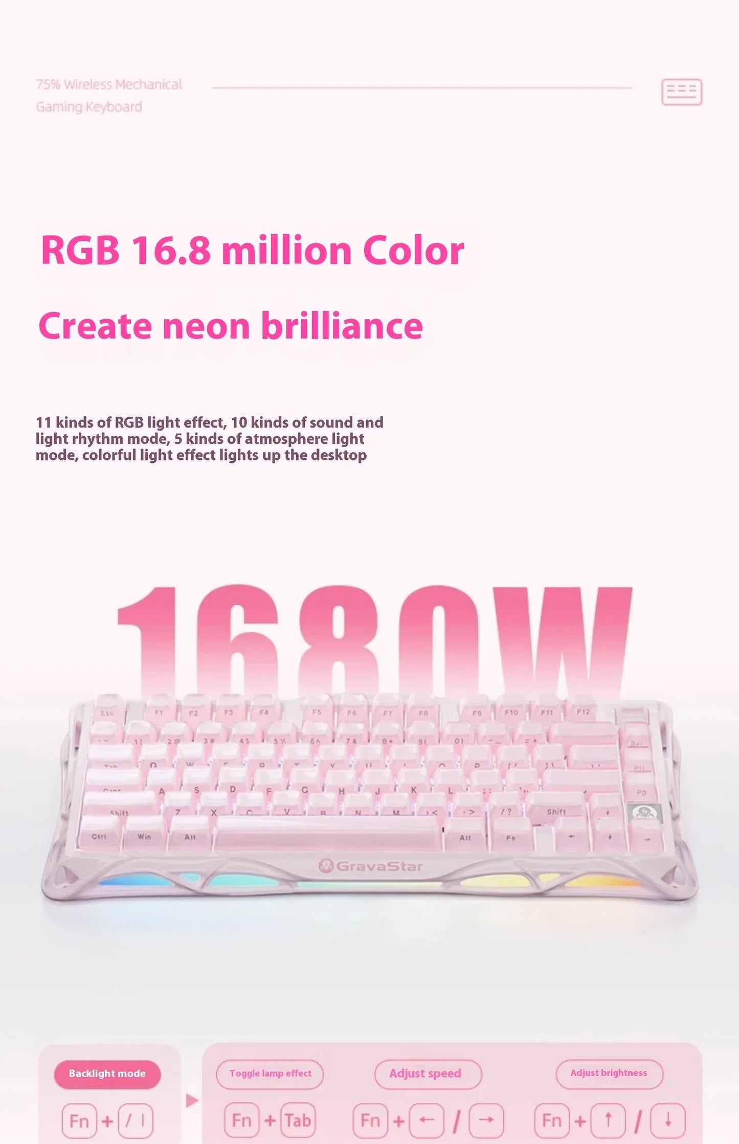 Grava Star Mercury K1 Wireless Gaming Mechanical Keyboard 79Keys Bluetooth 2.4G Wired RGB Hotswap Gamer Non-contact Keyboard
