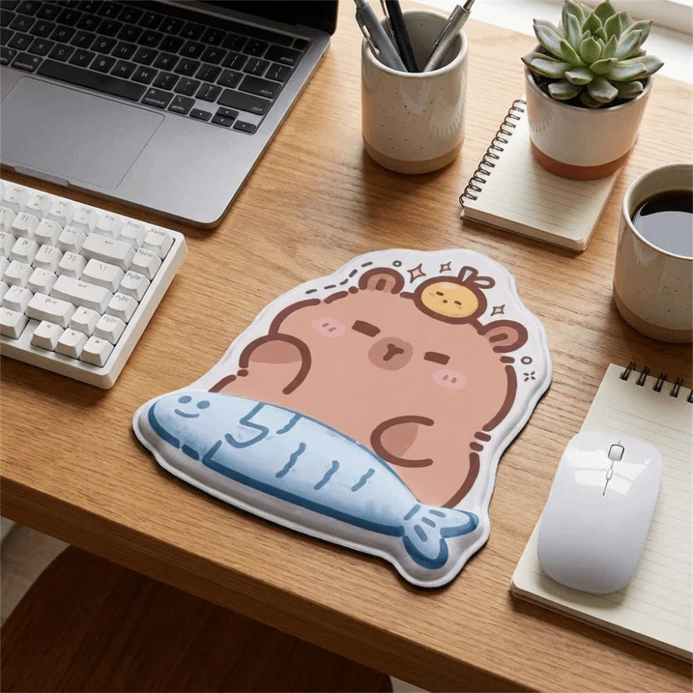 Creative Cartoon Mouse Pad Capybara Printed Comfortable Mouse Wrist Support Pad with Wrist Guard Comfort
