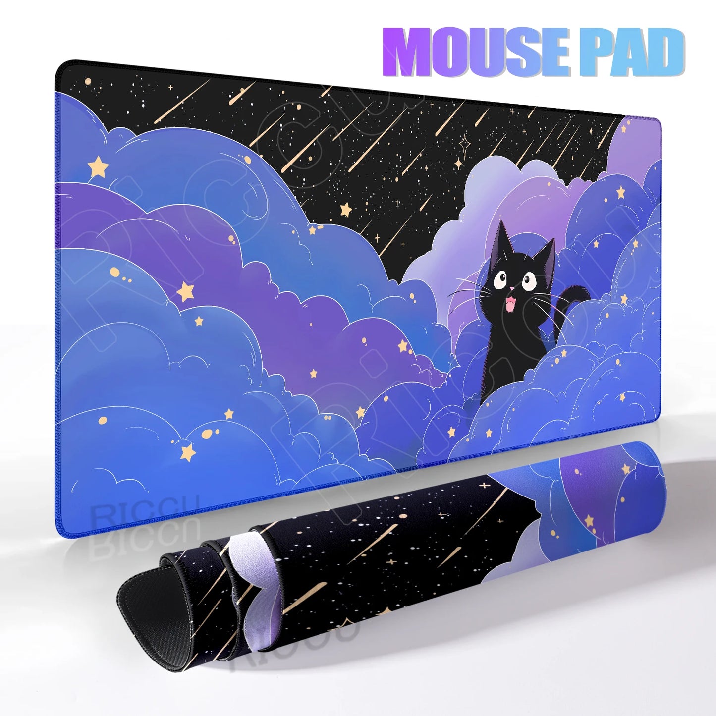 Cat Mouse Pad Office Pastel Clouds Desk Mat Large E-Sports Keyboard Pad Non-Slip Natural Rubber Mouse Mat PC Gaming Pads
