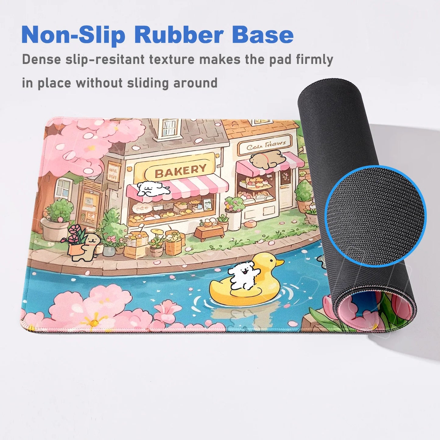 Kawaii Line Puppy Mouse Pad 90x40cm Laptop Decoration Protect Desk Mat XXL Cute Cartoon Maltese Office Non-slip Keyboard Carpets
