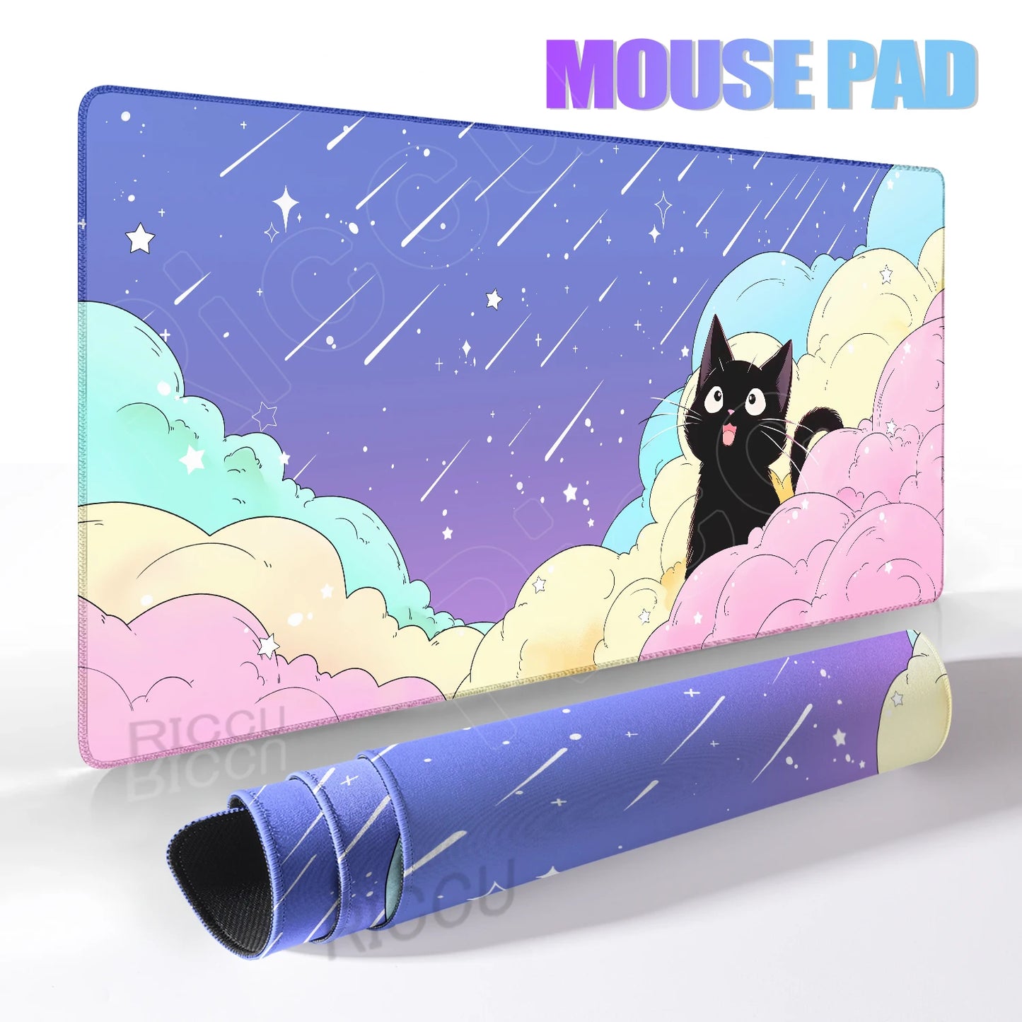 Cat Mouse Pad Office Pastel Clouds Desk Mat Large E-Sports Keyboard Pad Non-Slip Natural Rubber Mouse Mat PC Gaming Pads