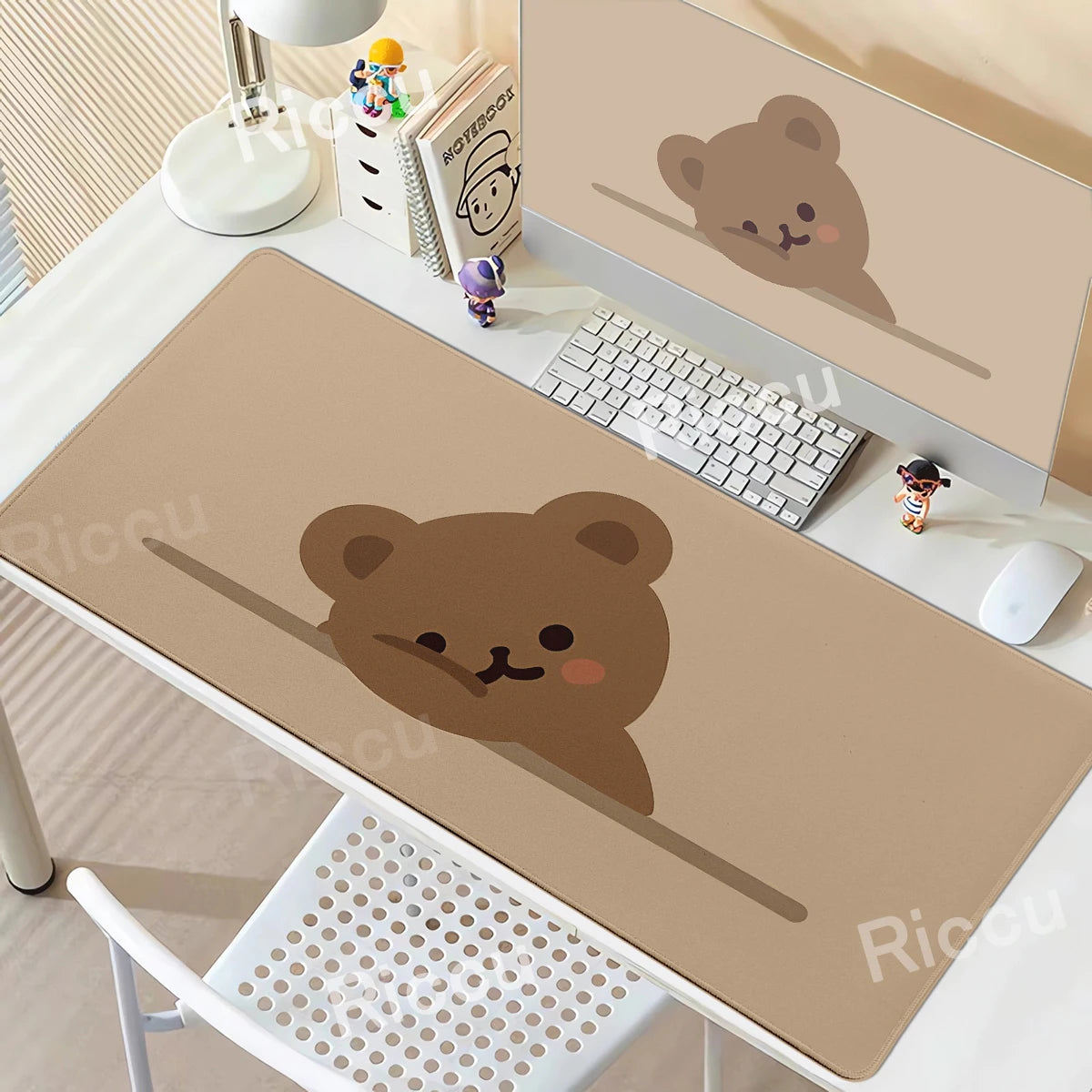 Kawaii Brown Bear Mousepad Desk Decoration Non-Slip Mat Cartoon Office Largr Mouse Pad PC Keyboard Accessories Cute Animal Pads
