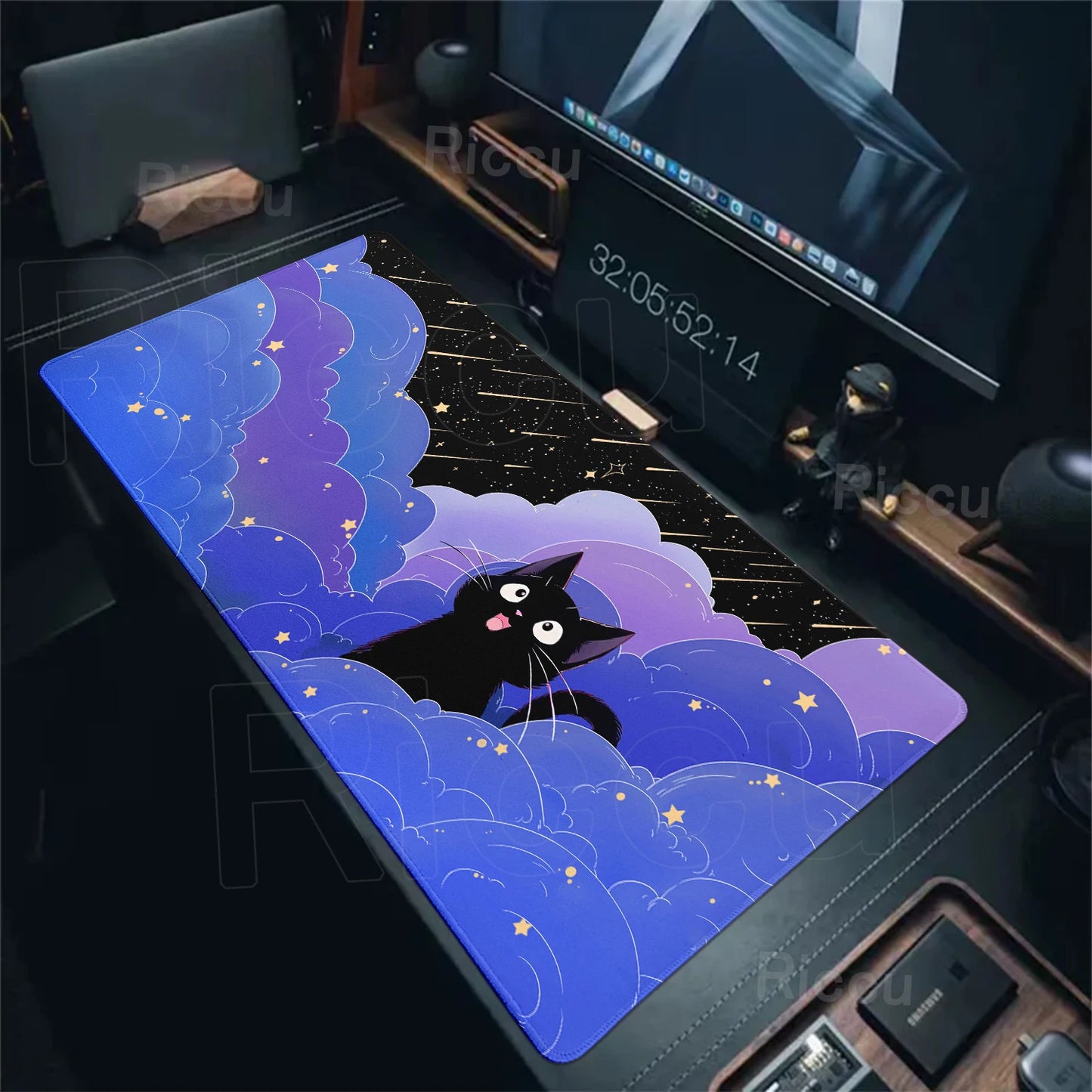 Cat Mouse Pad Office Pastel Clouds Desk Mat Large E-Sports Keyboard Pad Non-Slip Natural Rubber Mouse Mat PC Gaming Pads