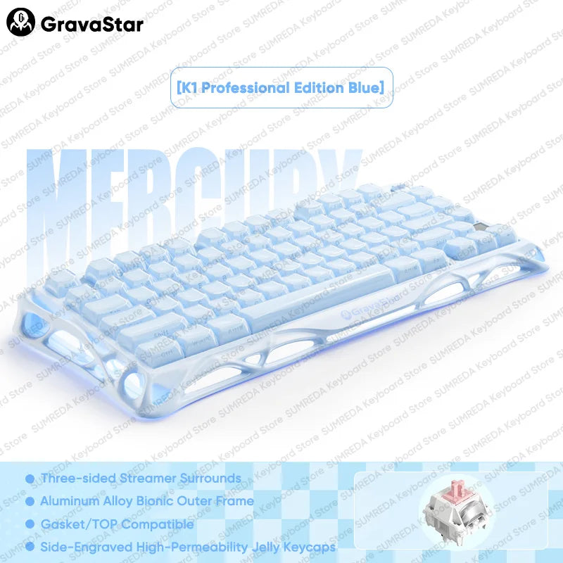 Grava Star Mercury K1 Wireless Gaming Mechanical Keyboard 79Keys Bluetooth 2.4G Wired RGB Hotswap Gamer Non-contact Keyboard