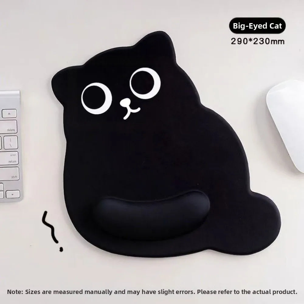 Big-eyed Cat Mouse Pad Non-Slip Comfortable Wrist Rest Typing Pad Dirt-resistant Soft Ergonomic Mouse Pad For Computer Office