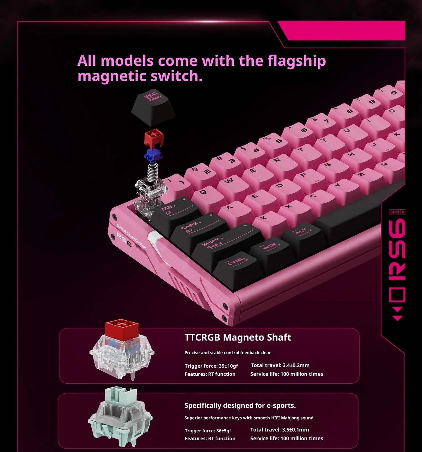 Authentic Atk Rs6 Magnetic Axis Keyboard Professional Esports Gaming Mechanical Aluminum Computer Keyboard High-End Single Mode