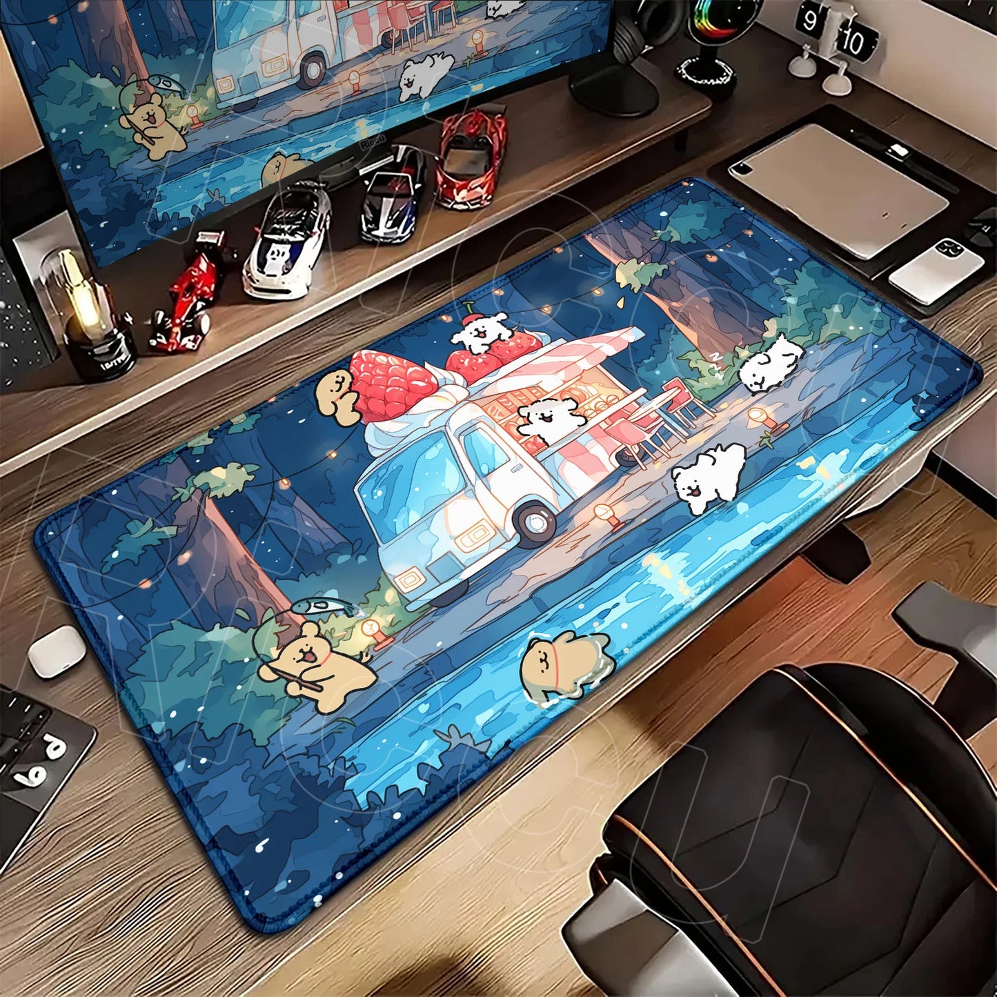 Kawaii Line Puppy Mouse Pad 90x40cm Laptop Decoration Protect Desk Mat XXL Cute Cartoon Maltese Office Non-slip Keyboard Carpets
