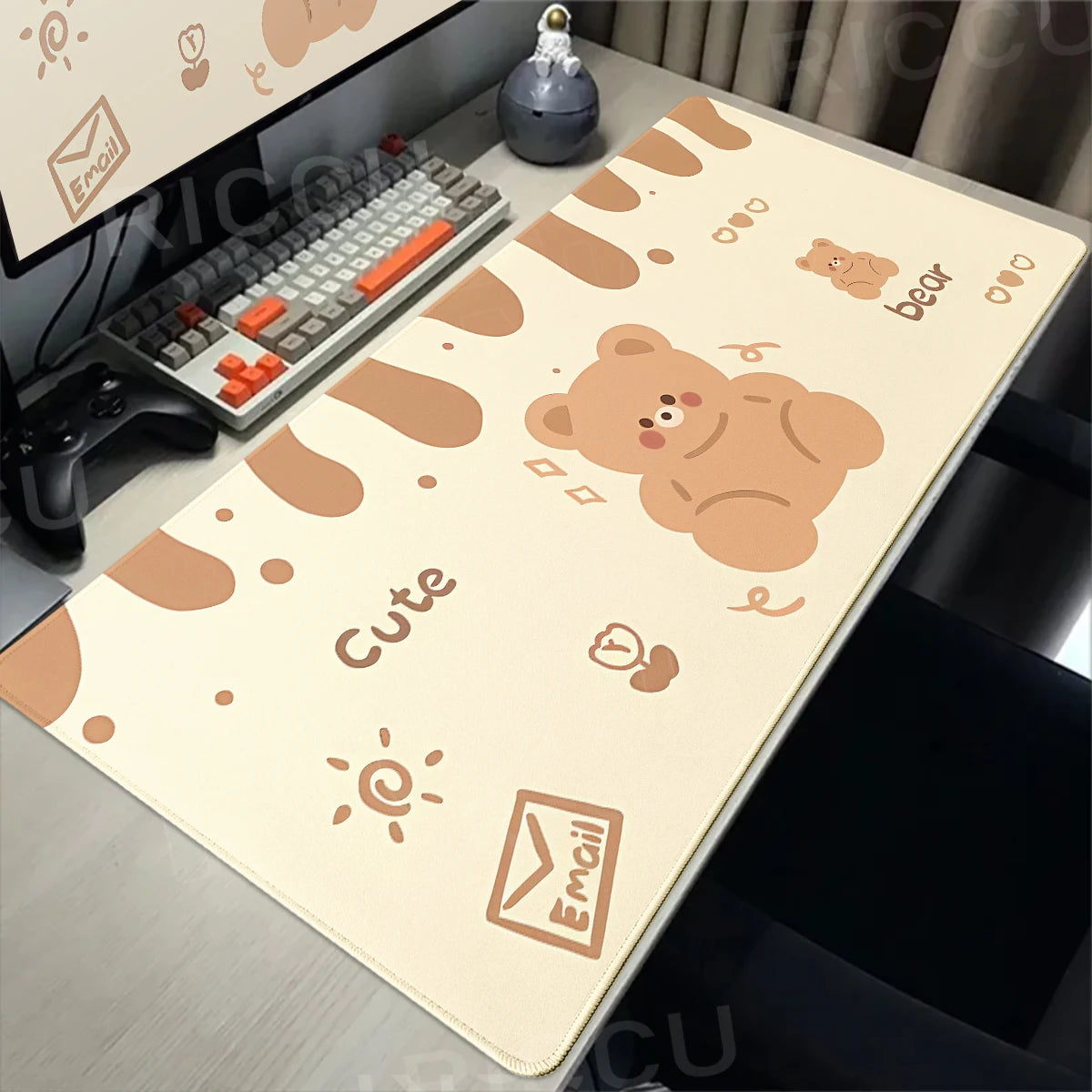 Kawaii Brown Bear Mousepad Desk Decoration Non-Slip Mat Cartoon Office Largr Mouse Pad PC Keyboard Accessories Cute Animal Pads