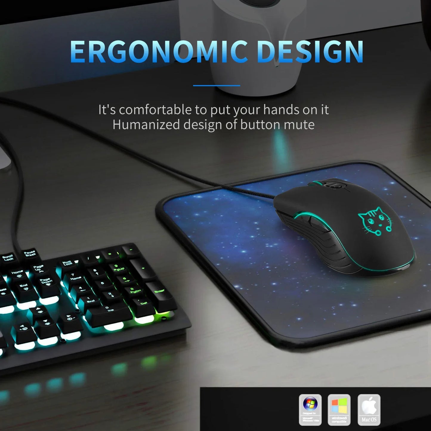 USB Wired Gaming Mouse Pink Computer Professional E-sports Mause 2400 DPI Colorful Backlit Silent Mice for Lol Data Laptop Pc
