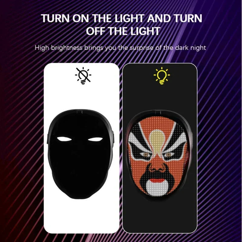 Bluetooth APP Control Smart Carnival Led Face Masks Display Led Light Up Mask Programmable Change Face DIY Photoes for Halloween