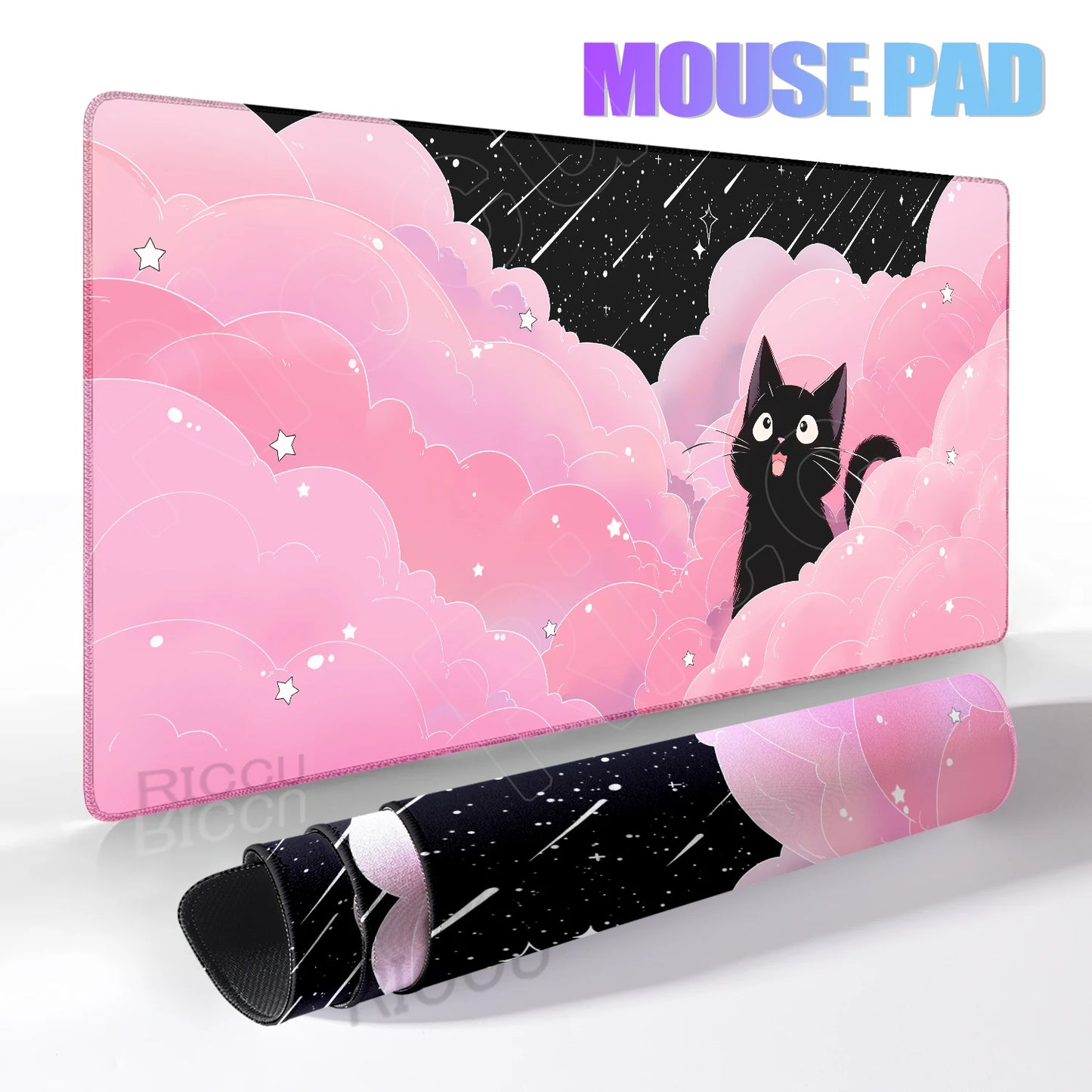Cat Mouse Pad Office Pastel Clouds Desk Mat Large E-Sports Keyboard Pad Non-Slip Natural Rubber Mouse Mat PC Gaming Pads