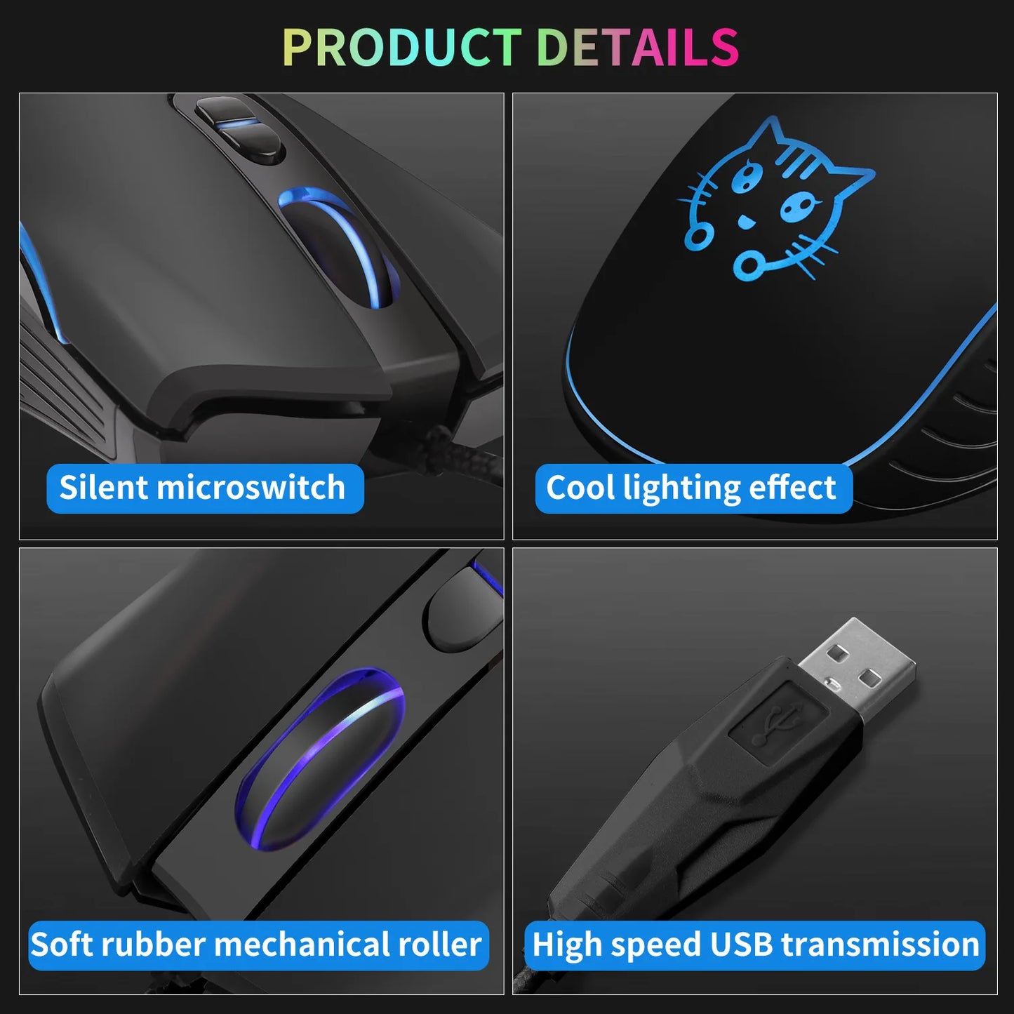 USB Wired Gaming Mouse Pink Computer Professional E-sports Mause 2400 DPI Colorful Backlit Silent Mice for Lol Data Laptop Pc