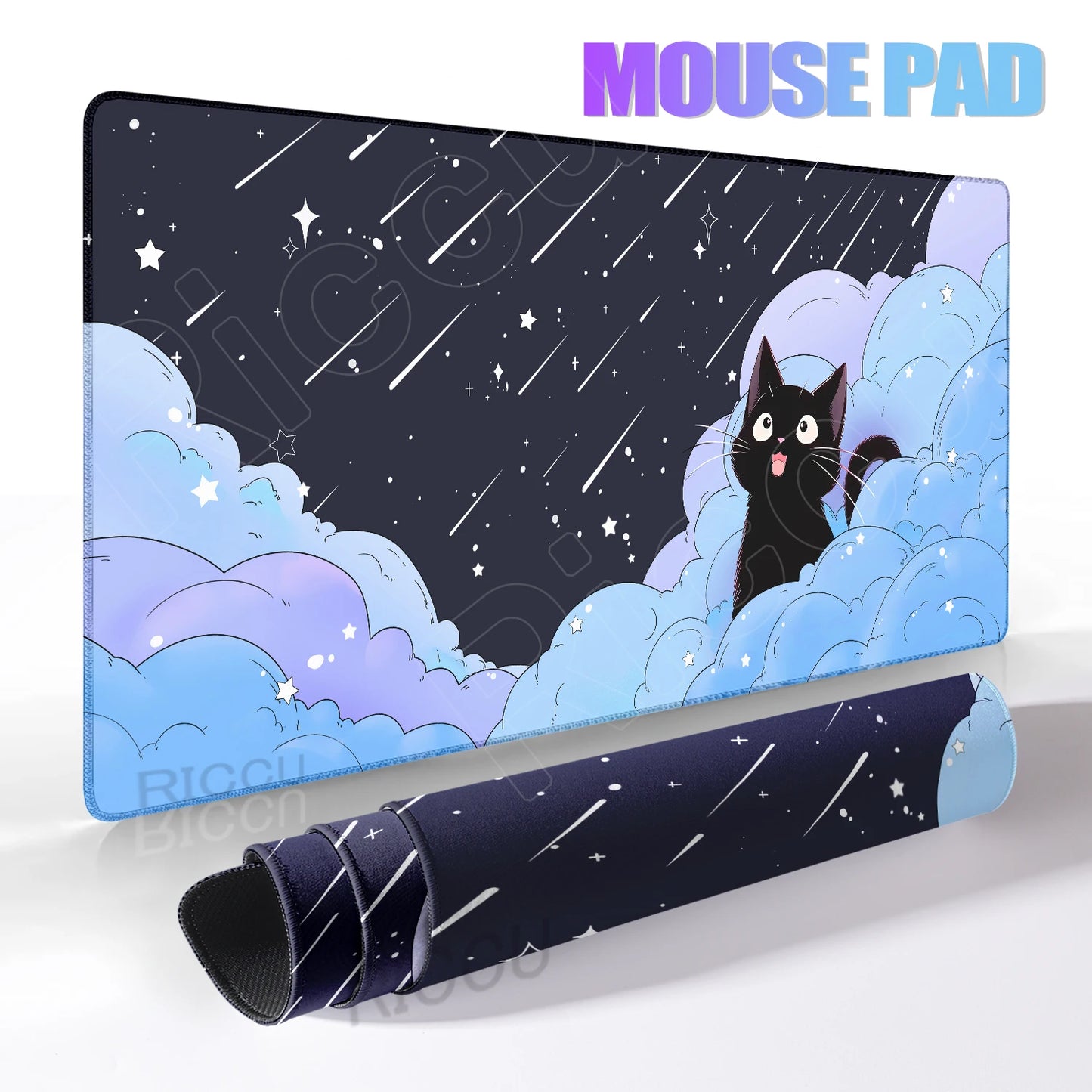 Cat Mouse Pad Office Pastel Clouds Desk Mat Large E-Sports Keyboard Pad Non-Slip Natural Rubber Mouse Mat PC Gaming Pads