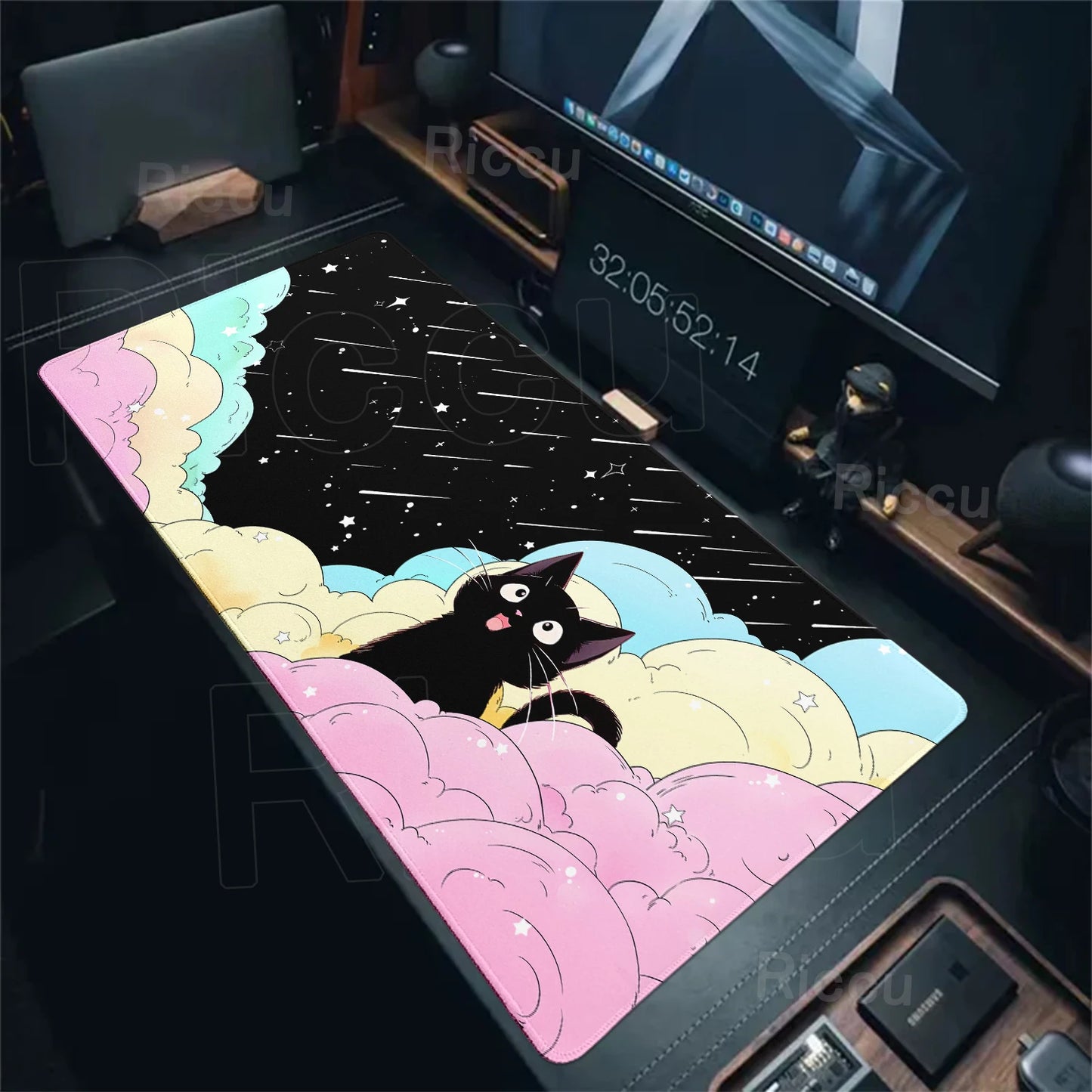 Cat Mouse Pad Office Pastel Clouds Desk Mat Large E-Sports Keyboard Pad Non-Slip Natural Rubber Mouse Mat PC Gaming Pads