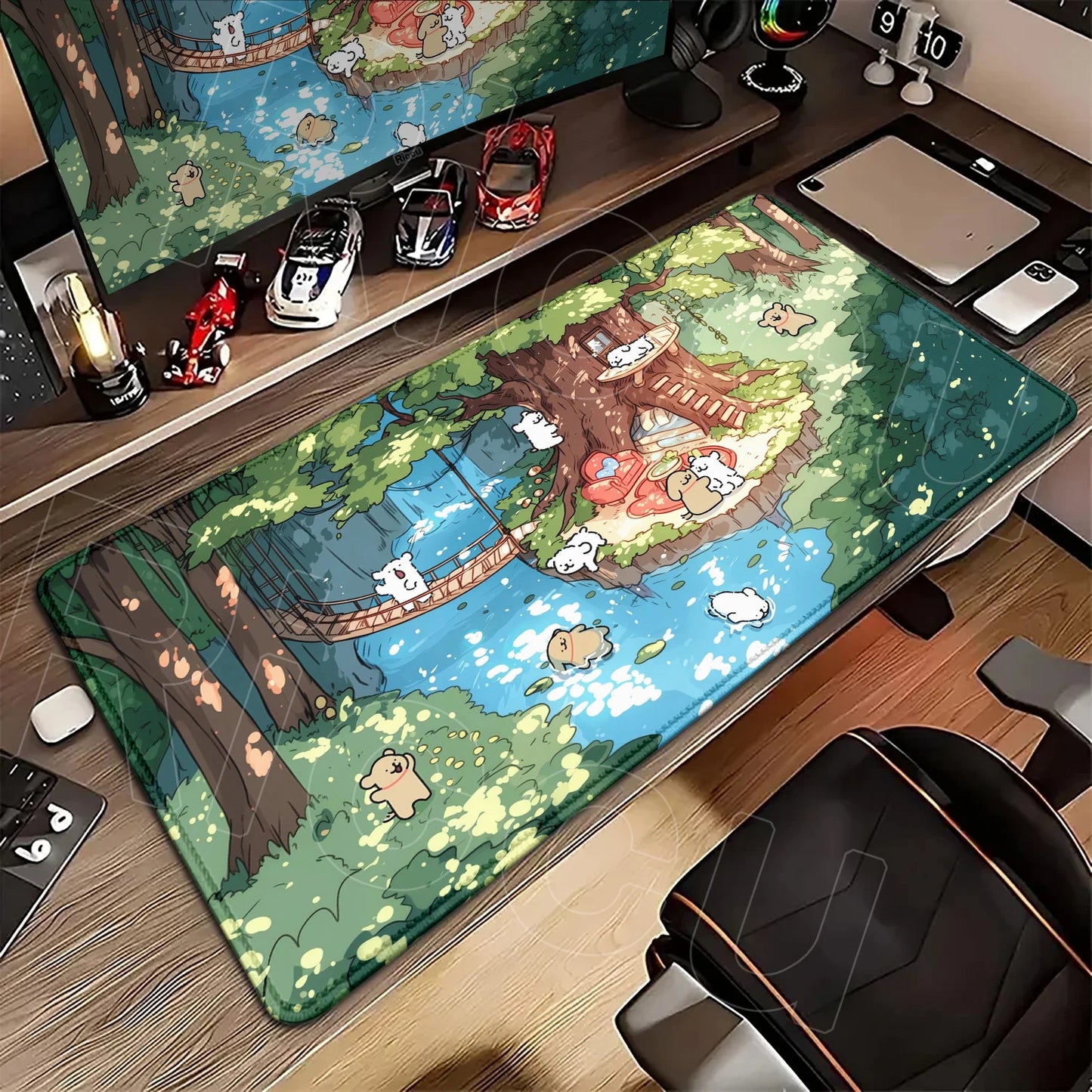Kawaii Line Puppy Mouse Pad 90x40cm Laptop Decoration Protect Desk Mat XXL Cute Cartoon Maltese Office Non-slip Keyboard Carpets
