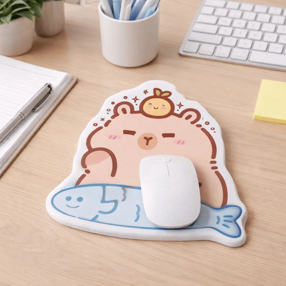 Creative Cartoon Mouse Pad Capybara Printed Comfortable Mouse Wrist Support Pad with Wrist Guard Comfort