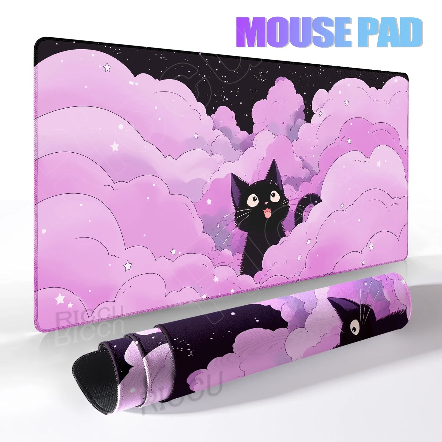 Cat Mouse Pad Office Pastel Clouds Desk Mat Large E-Sports Keyboard Pad Non-Slip Natural Rubber Mouse Mat PC Gaming Pads