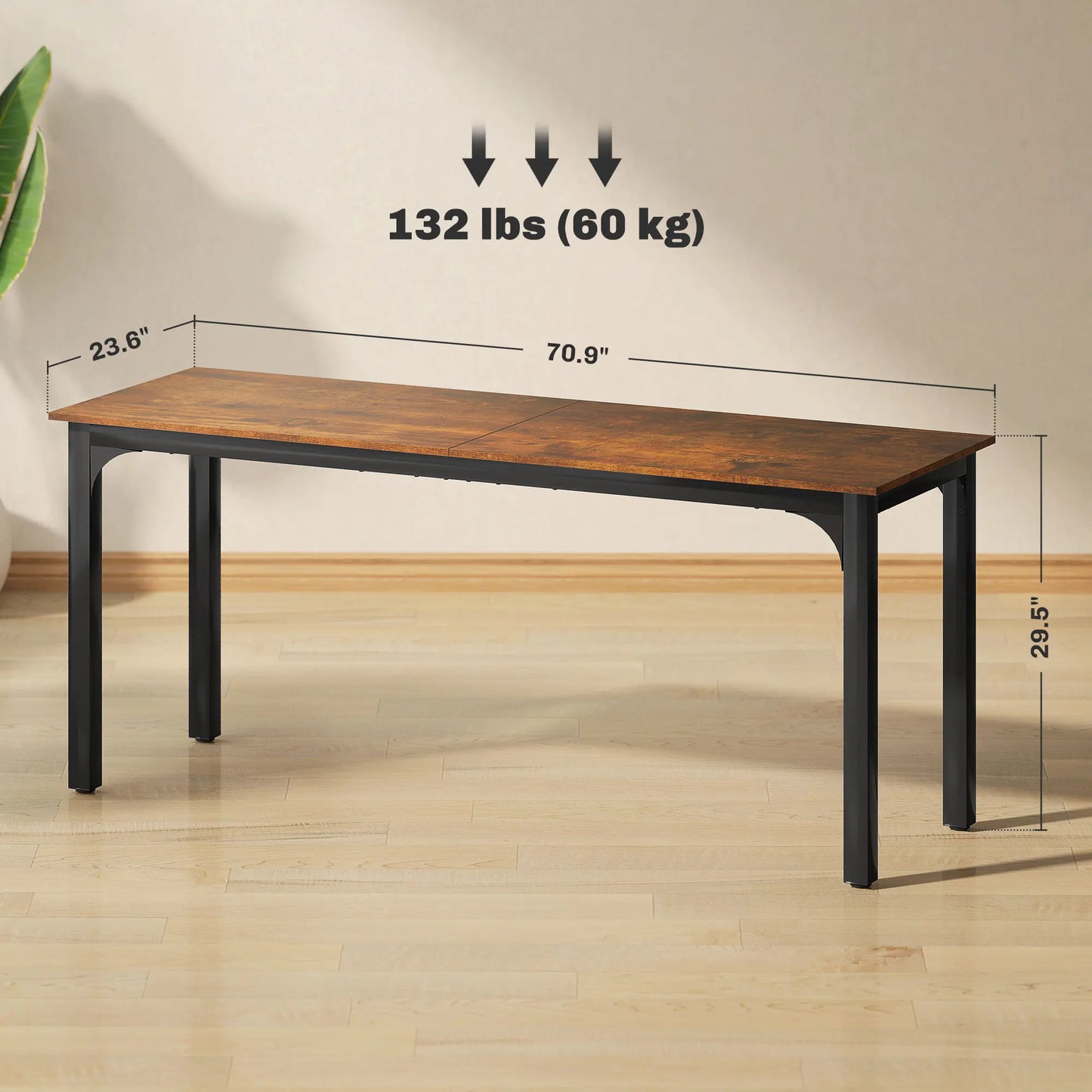 Homcom 70.9" Computer Desk, Desktop Desk with Metal Legs, Black