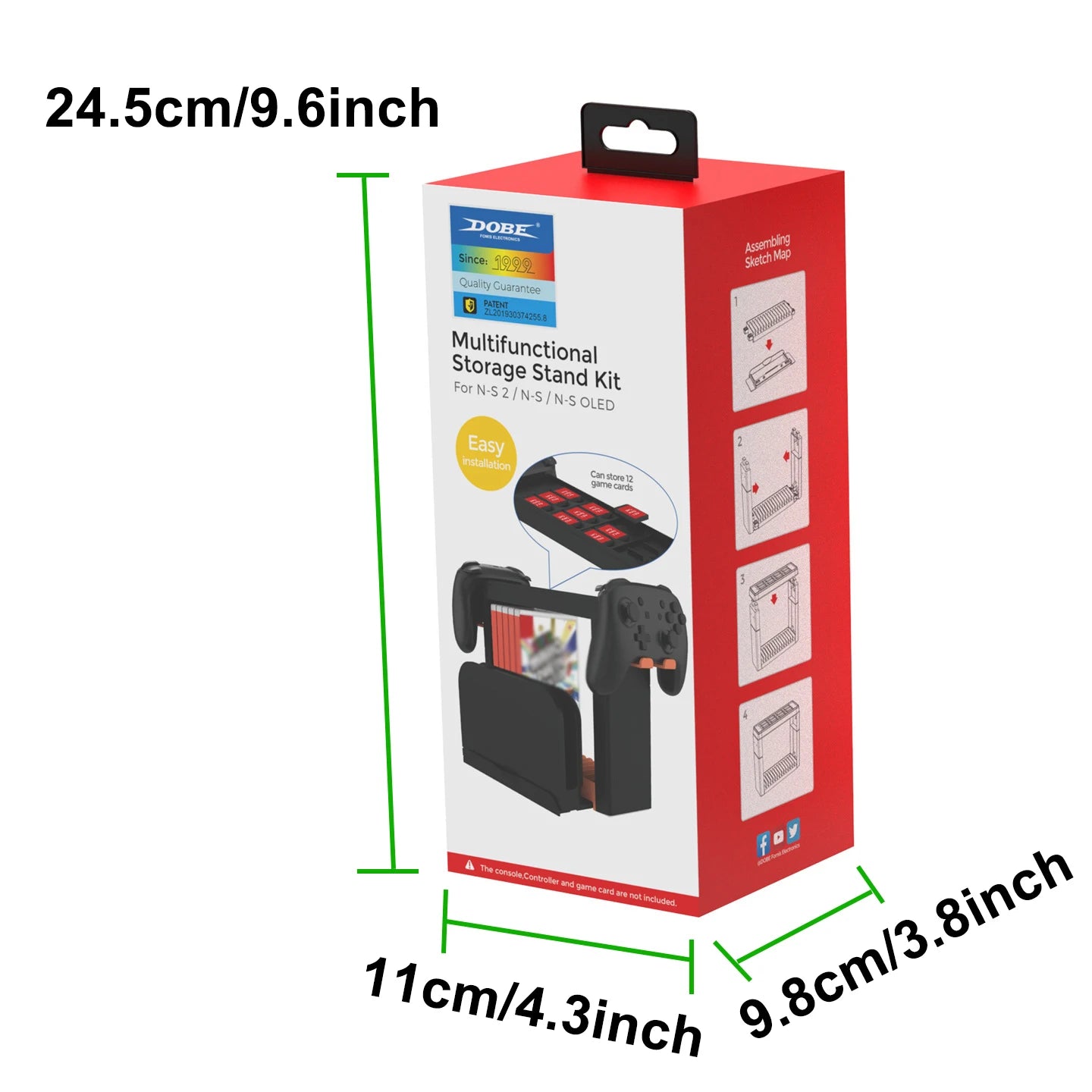 Univercial Organizer for Switch 2/OLED/Switch, Storage Stand for Game Cards/Discs/TV Dock/Console/Controller, Accessories Kit