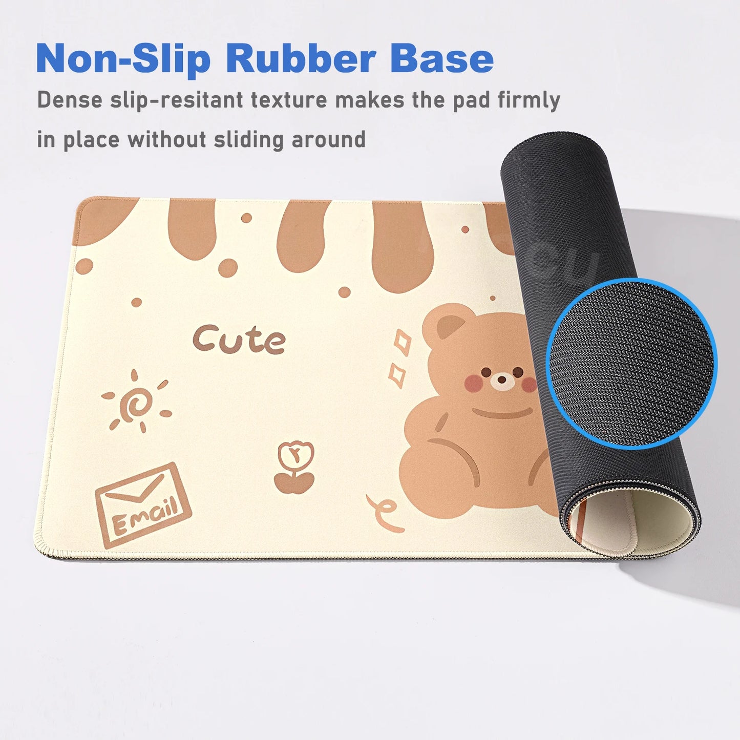 Kawaii Brown Bear Mousepad Desk Decoration Non-Slip Mat Cartoon Office Largr Mouse Pad PC Keyboard Accessories Cute Animal Pads