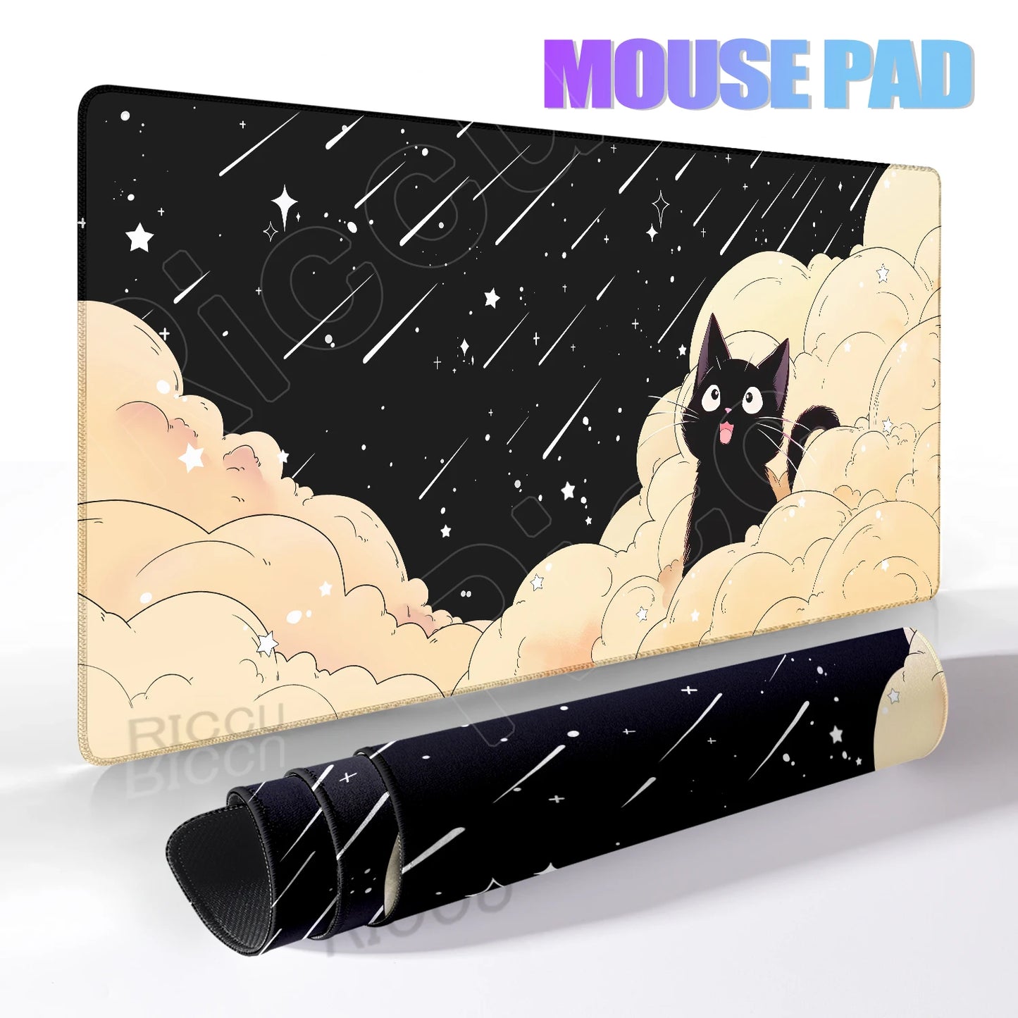 Cat Mouse Pad Office Pastel Clouds Desk Mat Large E-Sports Keyboard Pad Non-Slip Natural Rubber Mouse Mat PC Gaming Pads
