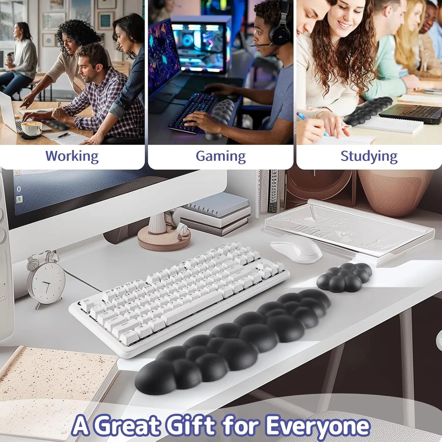 Mouse pad with wrist rest Cloud Wrist Rest for Computer Keyboard Arm Wrist Rest with Non-Slip Base Extended Wrist Rest Ergonomic