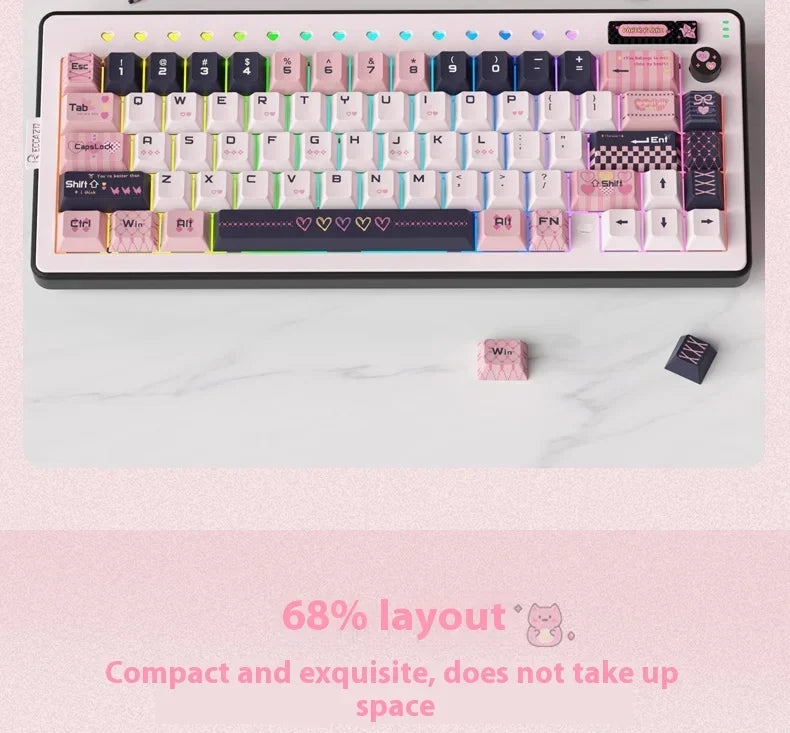 RECCAZR Paper Plane66 R66 Mechanical Keyboard Kit Aluminum RGB Gasket Structure Hot Swap with Control Knob Tri-mode Keyboard