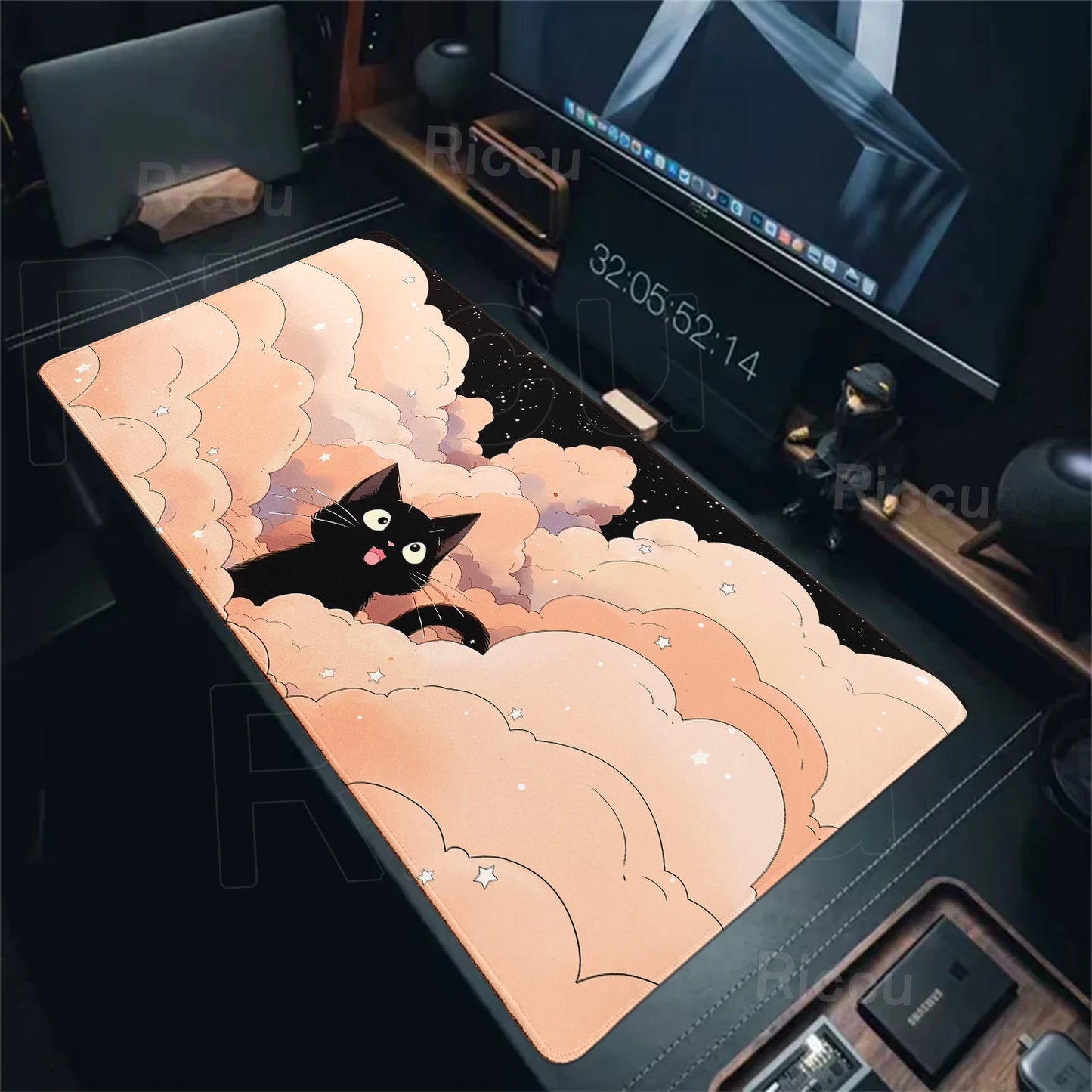 Cat Mouse Pad Office Pastel Clouds Desk Mat Large E-Sports Keyboard Pad Non-Slip Natural Rubber Mouse Mat PC Gaming Pads