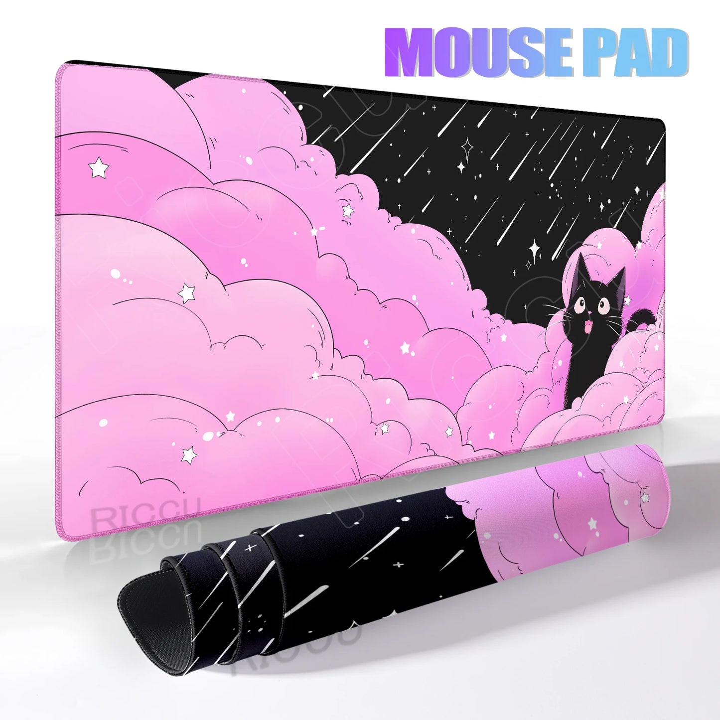 Cat Mouse Pad Office Pastel Clouds Desk Mat Large E-Sports Keyboard Pad Non-Slip Natural Rubber Mouse Mat PC Gaming Pads