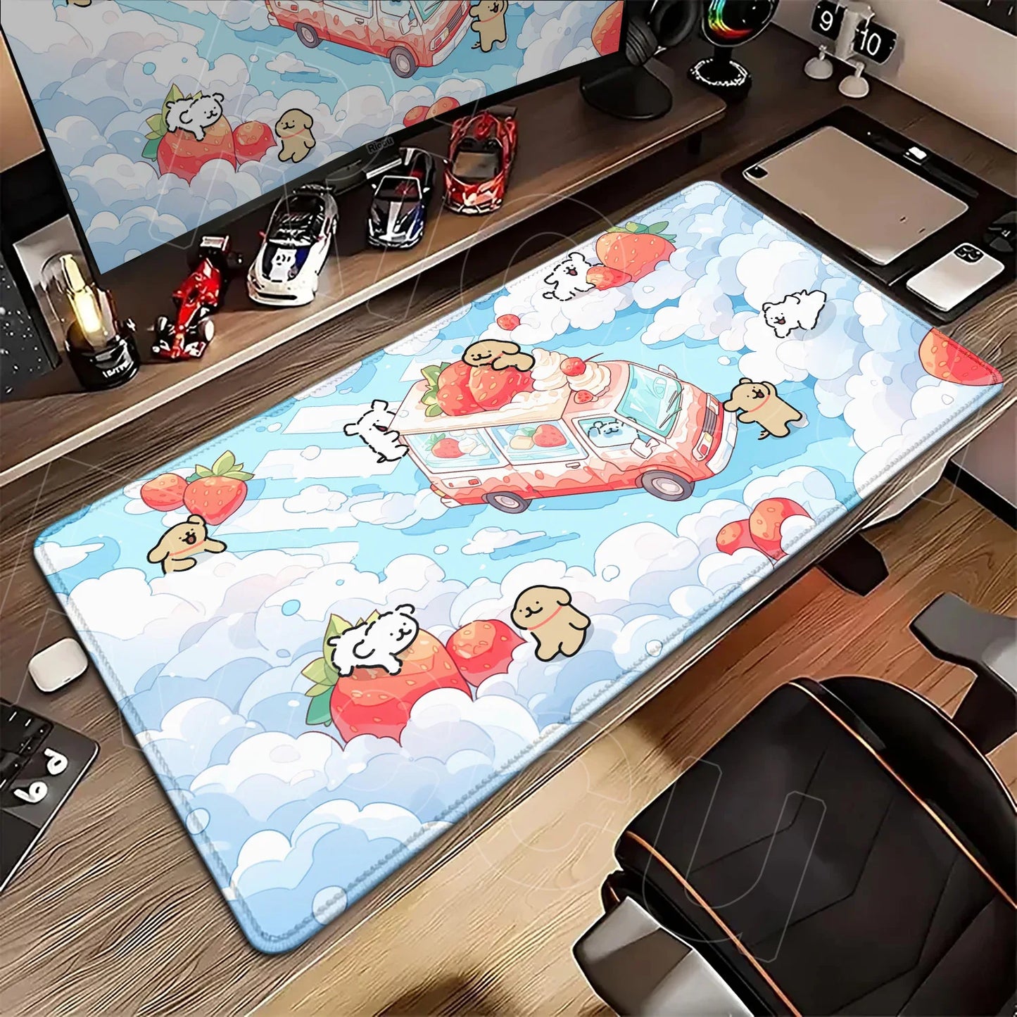 Kawaii Line Puppy Mouse Pad 90x40cm Laptop Decoration Protect Desk Mat XXL Cute Cartoon Maltese Office Non-slip Keyboard Carpets