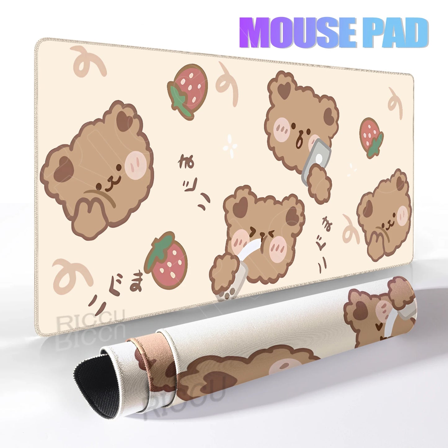 Kawaii Brown Bear Mousepad Desk Decoration Non-Slip Mat Cartoon Office Largr Mouse Pad PC Keyboard Accessories Cute Animal Pads