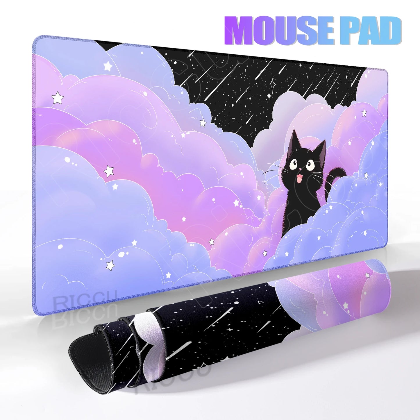 Cat Mouse Pad Office Pastel Clouds Desk Mat Large E-Sports Keyboard Pad Non-Slip Natural Rubber Mouse Mat PC Gaming Pads
