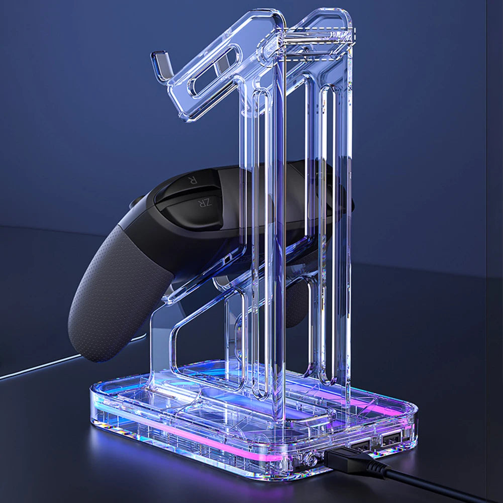RGB Dual Game Controller Holder Space Saving Desk Mount Controller Display Stand Anti-Slip Anti-Scratch for PS5 PS4 Switch Xbox