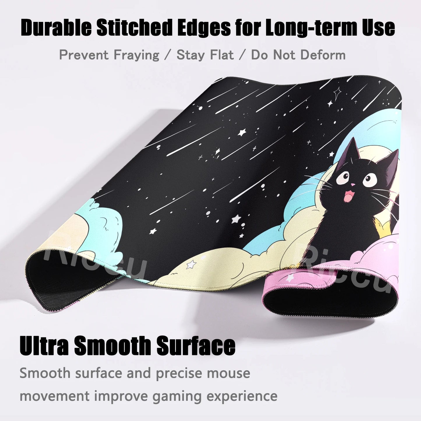 Cat Mouse Pad Office Pastel Clouds Desk Mat Large E-Sports Keyboard Pad Non-Slip Natural Rubber Mouse Mat PC Gaming Pads